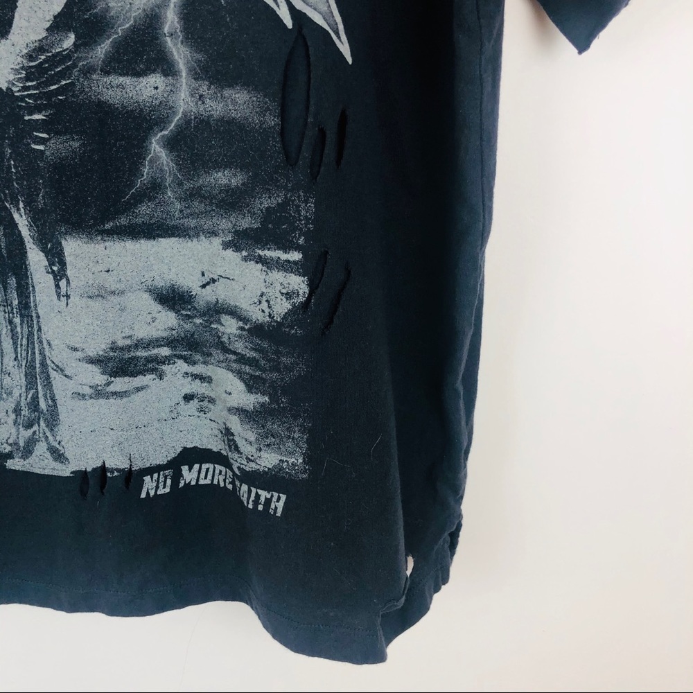 Topshop Raise Hell Distressed Graphic Tee Grunge Choker Top US 6 - Picture 7 of 10